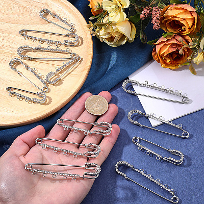 16Pcs 4 Styles Iron Rhinestone Safety Pins FIND-SC0022-25P-1