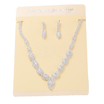 Alloy Rhinestone Necklaces & Stud Earring Sets for Women SJEW-U001-01P-02-1