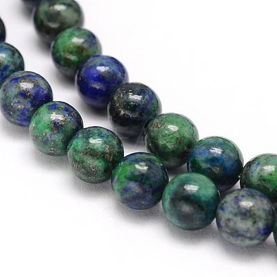 Natural Chrysocolla and Lapis Lazuli Beads Strands G-M279-08-6mm-1