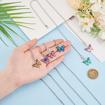 12Pcs 6 Colors Butterfly Alloy Enamel Charms Ceiling Fan Pull Chain Extenders HJEW-GO00070-1