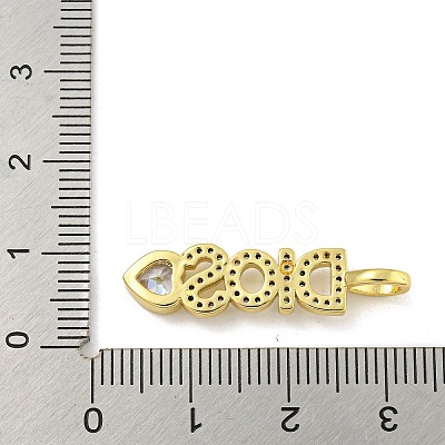 Word DIOS Rack Plating Brass Micro Pave Clear Cubic Zirconia Pendants X-KK-Z053-11G-02-1