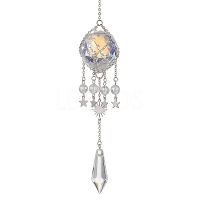 Glass & Acrylic Cone & Round Hanging Suncatchers HJEW-JM04570-02-1