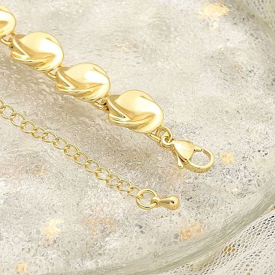 Brass Flat Round Links Bracelets for Women KK-B124-11G-1