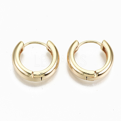 Brass Huggie Hoop Earrings KK-S356-151G-NF-1