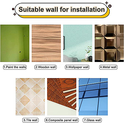 10Pcs 10 Style Acrylic Mirror Wall Stickers AJEW-CN0001-55-1