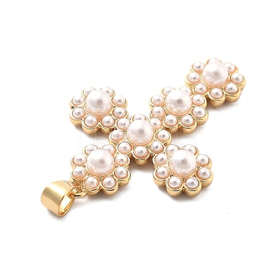 Rack Plating Brass with ABS Imitation Pearl KK-Q017-13G-1
