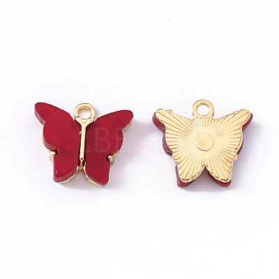 Alloy Acrylic Pendants X-ENAM-R136-01H-1