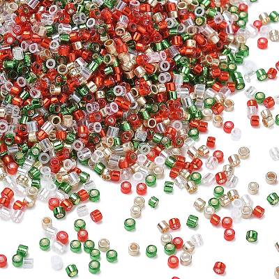 4 Colors Christmas 11/0 Glass Seed Beads SEED-X0058-13-1