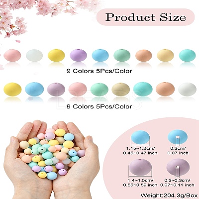 90Pcs 18 Styles Round Food Grade Eco-Friendly Silicone Beads SIL-CJ0001-86-1