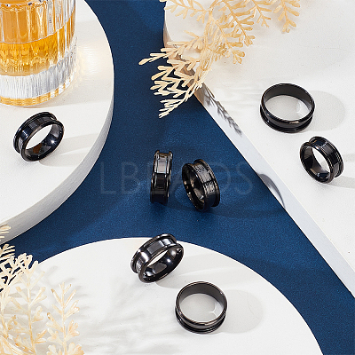 30Pcs 6 Styles 201 Stainless Steel Grooved Finger Ring Settings STAS-ME0003-12EB-1