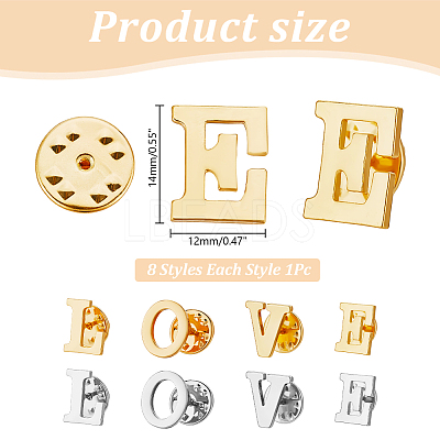8Pcs 8 Styles Alloy Brooches JEWB-AR0001-16-1
