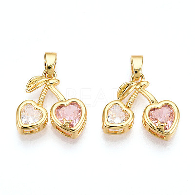 Brass Micro Pave Cubic Zirconia Charms KK-N254-227G-1