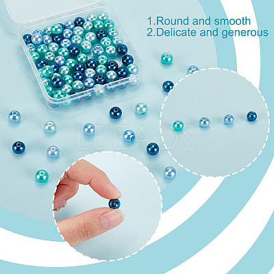 100Pcs Ocean Mix Pearlized Glass Pearl Beads HY-HY0001-04A-1