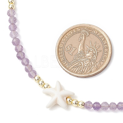 Summer Beach Natural Amethyst Round Beaded Necklaces NJEW-JN05262-03-1