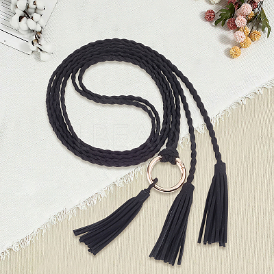 Handmade Imitation Leather Braided Rope Tie Belts AJEW-WH20006-398A-1