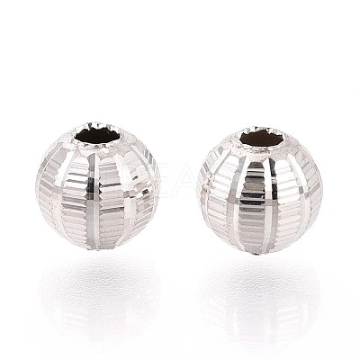 Textured 925 Sterling Silver Beads STER-T008-49S-1