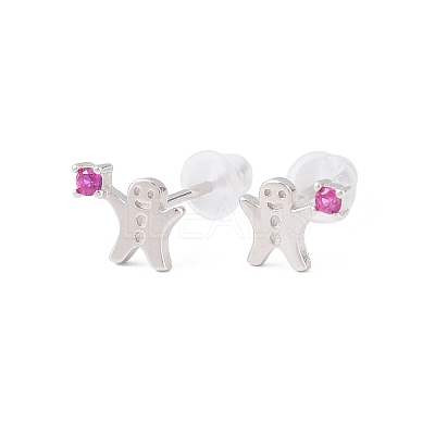 925 Sterling Silver Cubic Zirconia Stud Earrings EJEW-F394-01A-P-1