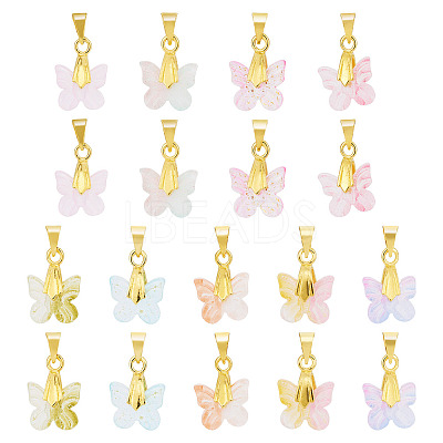 36Pcs 9 Colors Baking Paint Handmade Lampwork Pendants PALLOY-TA00157-1