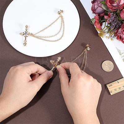 Cross Alloy Rhinestone Lapel Pin Backs JEWB-WH0051-057G-1