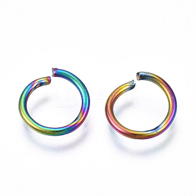 Ion Plating(IP) Rainbow Color 304 Stainless Steel Open Jump Rings X-STAS-N098-062B-01-1