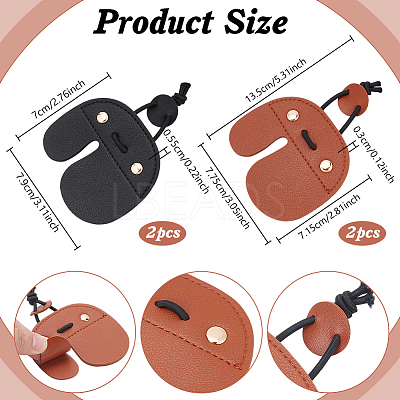 4Pcs 2 Styles Fingers Leather Archery Bow Gloves Tip Protector AJEW-NB0006-34-1