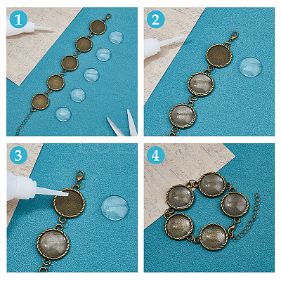 DIY Blank Dome Alloy & Iron Chain Bracelets Making Kits BJEW-HS00001-1