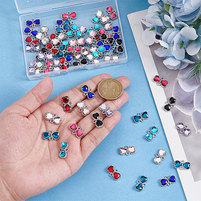 72Pcs 9 Colors Zinc Alloy Rhinestone Connector Charms FIND-GA0007-93-1