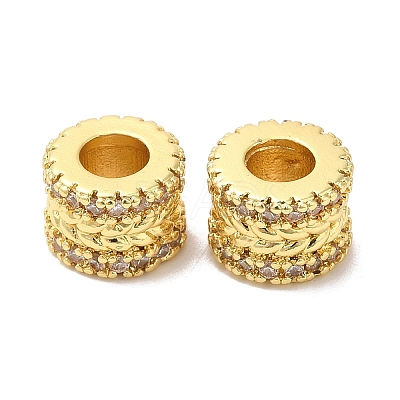 Rack Plating Brass Cubic Zirconia European Beads KK-R147-03G-1