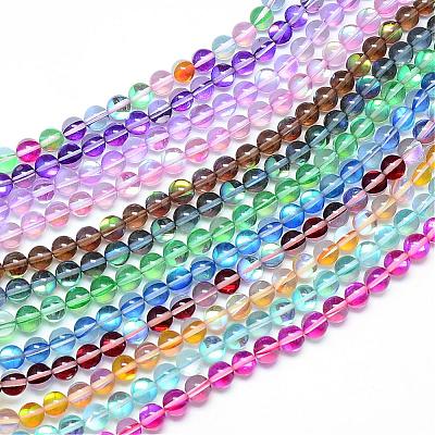 Synthetic Moonstone Beads Strands G-R375-6mm-B-1
