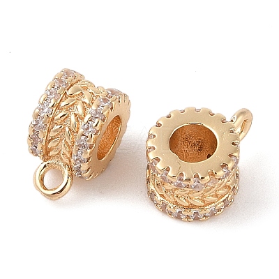 Brass Pave Clear Cubic Zirconia Beads KK-N256-08G-C-1