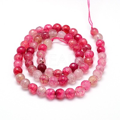Dyed Natural Agate Faceted Round Beads Strands G-P098-M-1