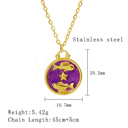 304 Stainless Steel Enamel Constellation Pendant Necklaces DJ0261-11-1-1