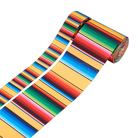 2Rolls 2 Styles Stripe Pattern Printed Polyester Grosgrain Ribbon OCOR-TA0001-37F-1