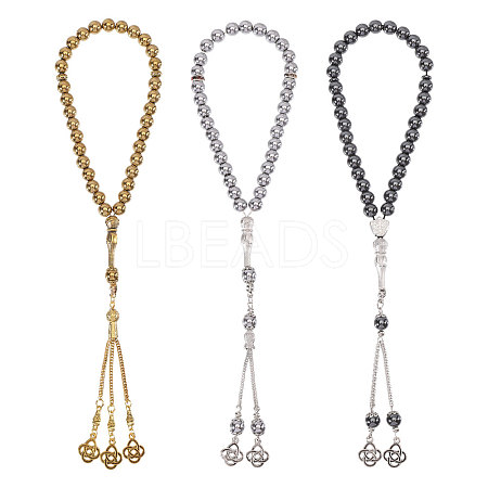 3Pcs 3 Colors Alloy Knot Charm Bracelets BJEW-PH0004-70-1