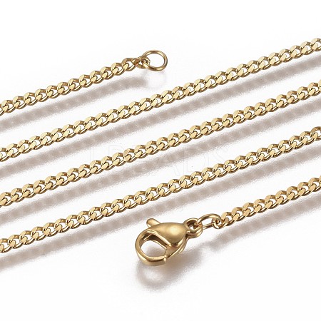 304 Stainless Steel Curb Chain Necklaces NJEW-L162-01A-G-1