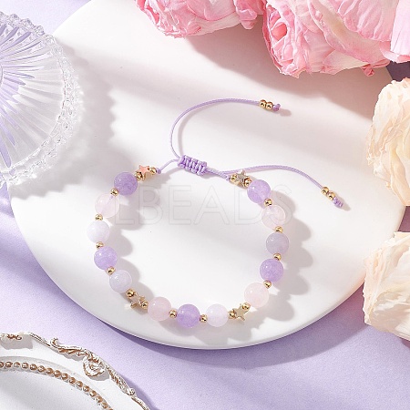 Natural Aquamarine & Rose Quartz & Amethyst Beads Braided Bead Bracelets for Women BJEW-JB12529-02-1