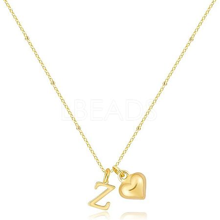 Brass Initial and Heart Pendant Necklaces for Women FS-WG01F32-26-1