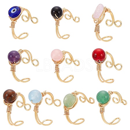 Natural & Synthetic Gemstone and Lampwork Finger Rings RJEW-UN00048-1