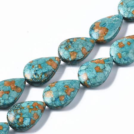 Dyed Synthetic Turquoise Teardrop Bead Strands TURQ-Q100-10B-1