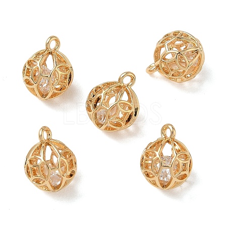 Brass Micro Pave Clear Cubic Zirconia Pendants KK-D261-01G-01-1