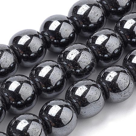 Non-magnetic Synthetic Hematite Beads Strands G-S259-44-12mm-1