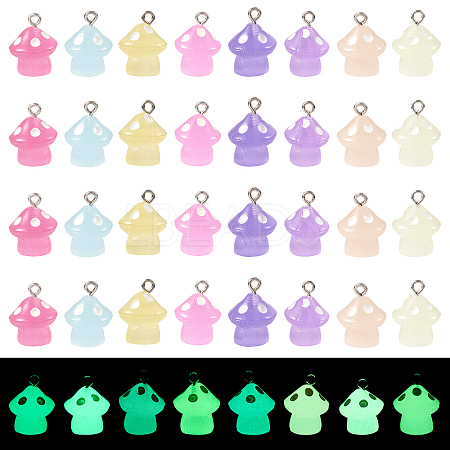 28pcs 7 colors Luminous Opaque Resin Pendants RESI-TA0002-12-1