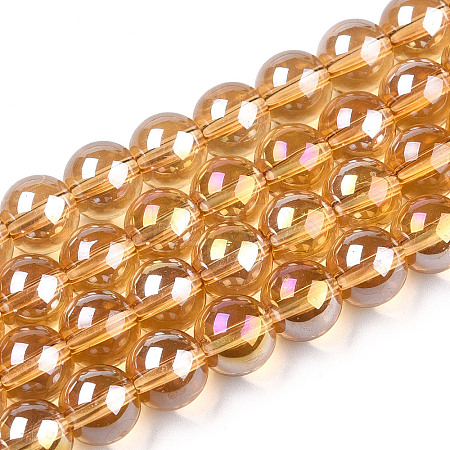 Electroplate Transparent Glass Beads Strands GLAA-T032-T8mm-AB08-1