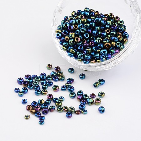 6/0 Electroplated Iris Round Glass Seed Beads X-SEED-A009-4mm-605-1