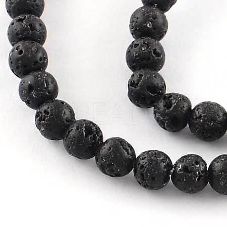Dyed Natural Lava Rock Gemstone Round Bead Strands G-R293-02-1