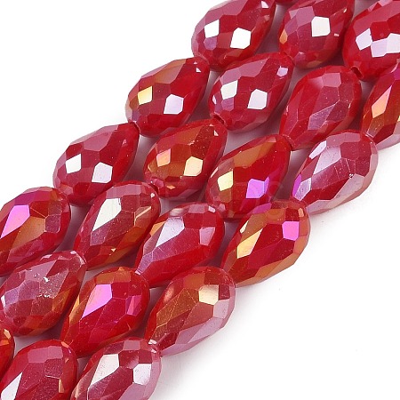Opaque Solid Color Electroplate Glass Beads Strands EGLA-N013-P8mm-B07-1
