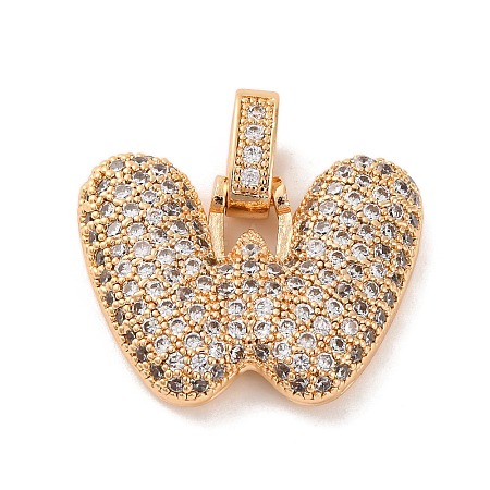 Brass Micro Pave Cubic Zirconia Pendants KK-C076-29W-G01-1