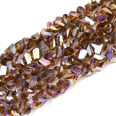 Electroplate Transparent Glass Beads Strands GLAA-N021-4mm-07-1