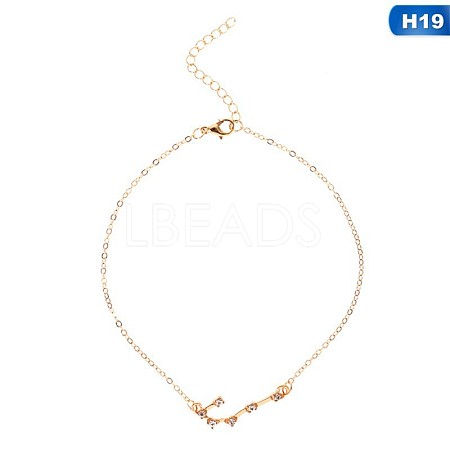Twelve Constellation Alloy Crystal Rhinestone Link Chain Anklets for Women FS-WG97E4C-04-1