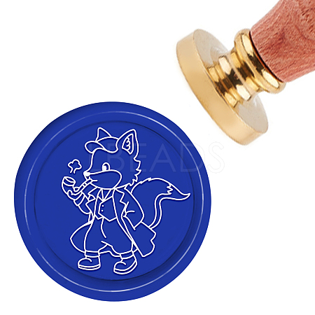 Brass Wax Seal Stamp with Handle AJEW-WH0184-0388-1